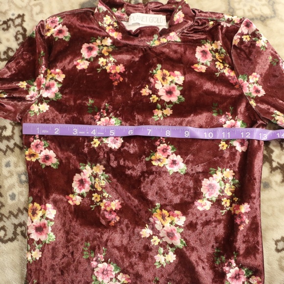 Planet Gold Juniors' Velvet Velour Mock-Neck Top - Picture 6 of 8